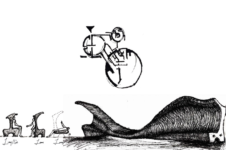 A black and white sketch